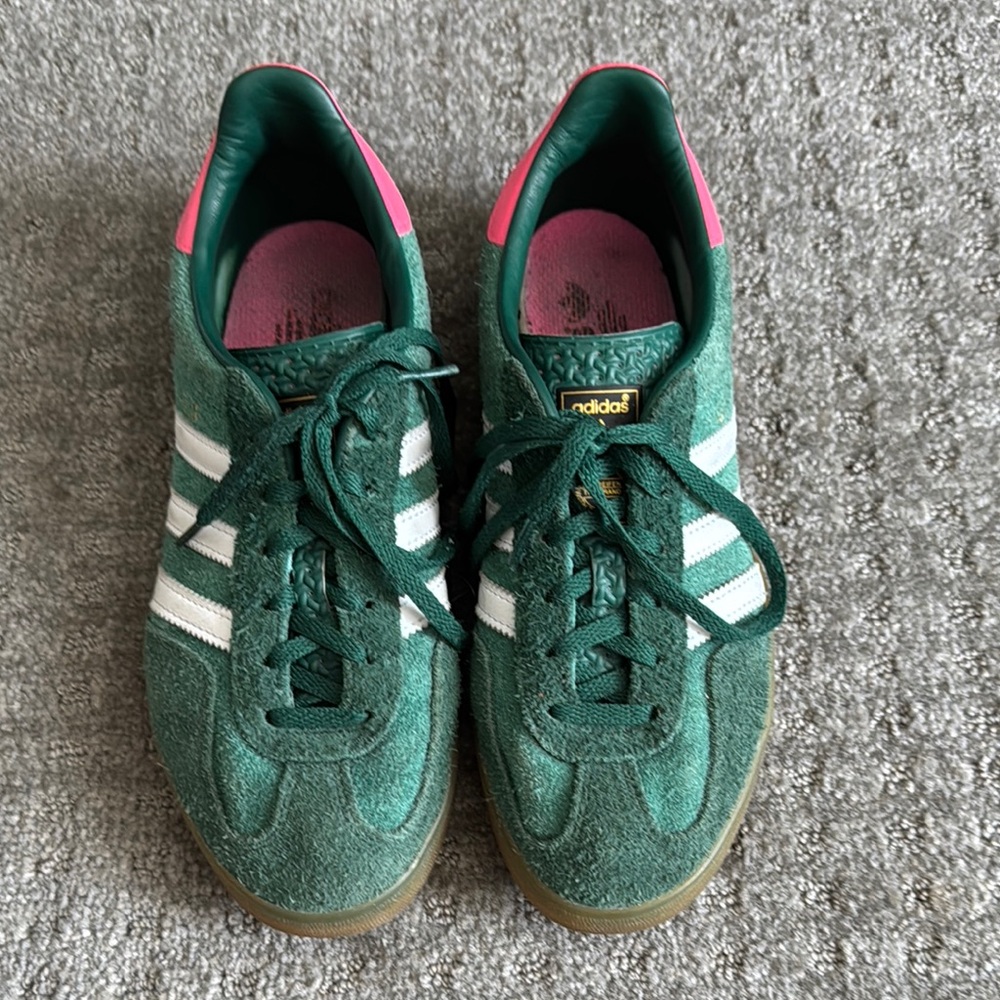 Adidas Forest Green Sneakers with White Stripes